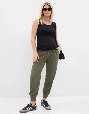 Maternity Full Panel Ribbed Joggers green