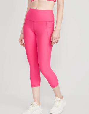 High-Waisted PowerSoft Side-Pocket Crop Leggings for Women pink