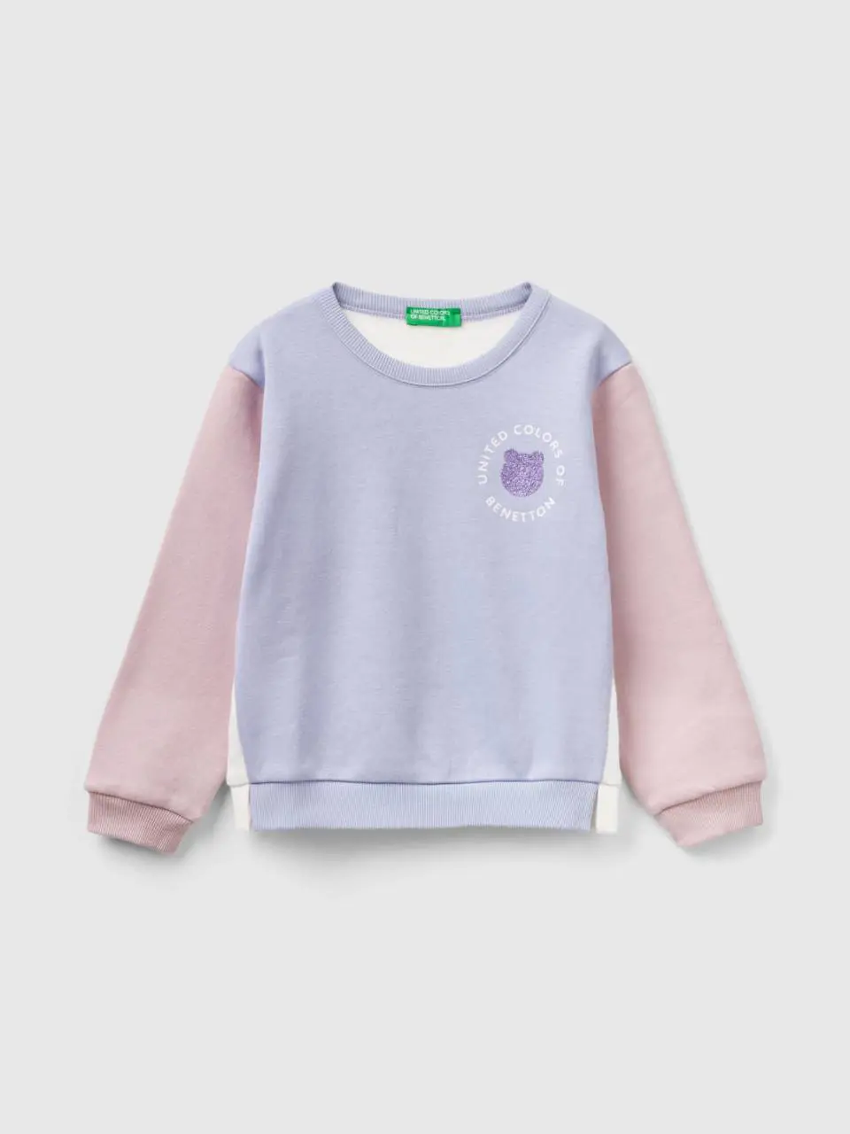 Benetton pullover sweatshirt with glittery print. 1