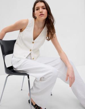 Linen-Cotton Vest white