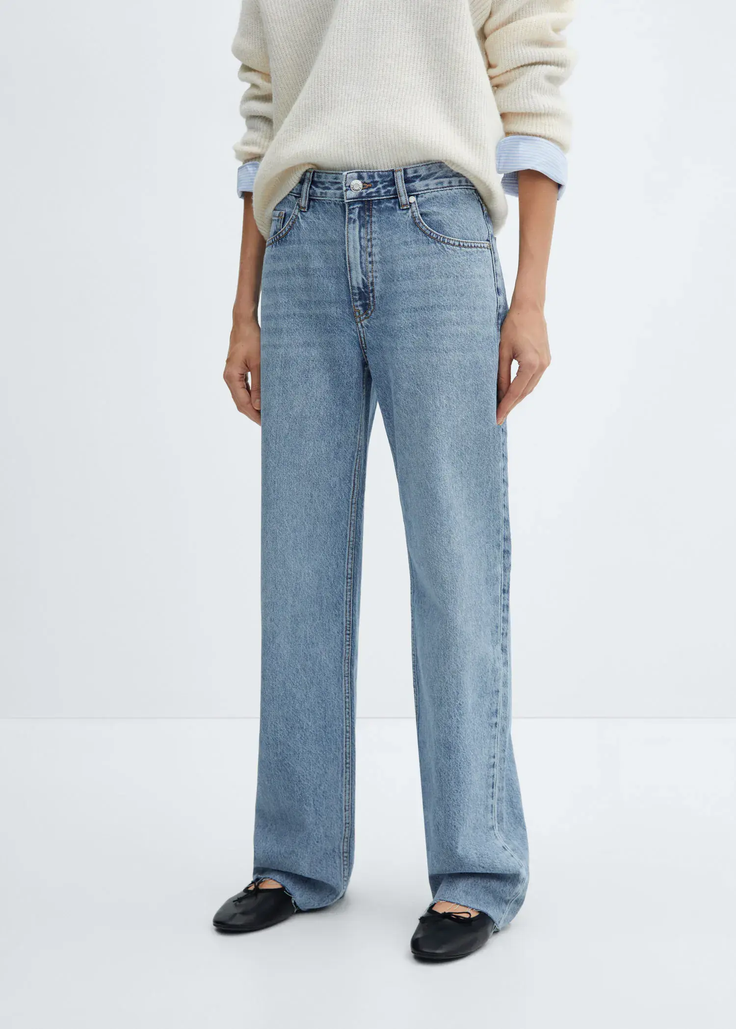 Mango Wideleg mid-rise jeans. 1