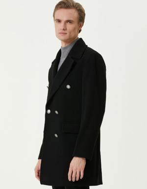 Beymen Siyah Yakası Shearling Detaylı Kruvaze Yün Palto. 3 Beymen Siyah Yakası Shearling Detaylı Kruvaze Yün Palto. 3