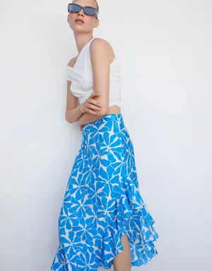 Asymmetrical printed skirt