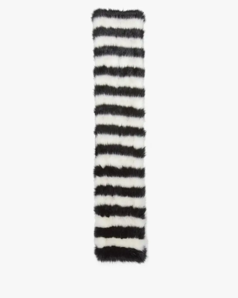 Kate Spade Striped Faux Fur Pull Through Scarf. 2