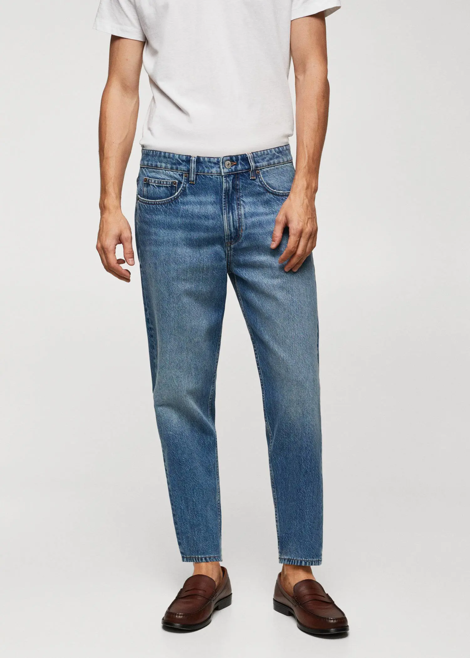 Mango Medium-wash tapered-fit jeans. 2