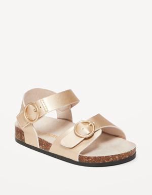 Faux-Leather Double-Buckle Sandals for Baby gold