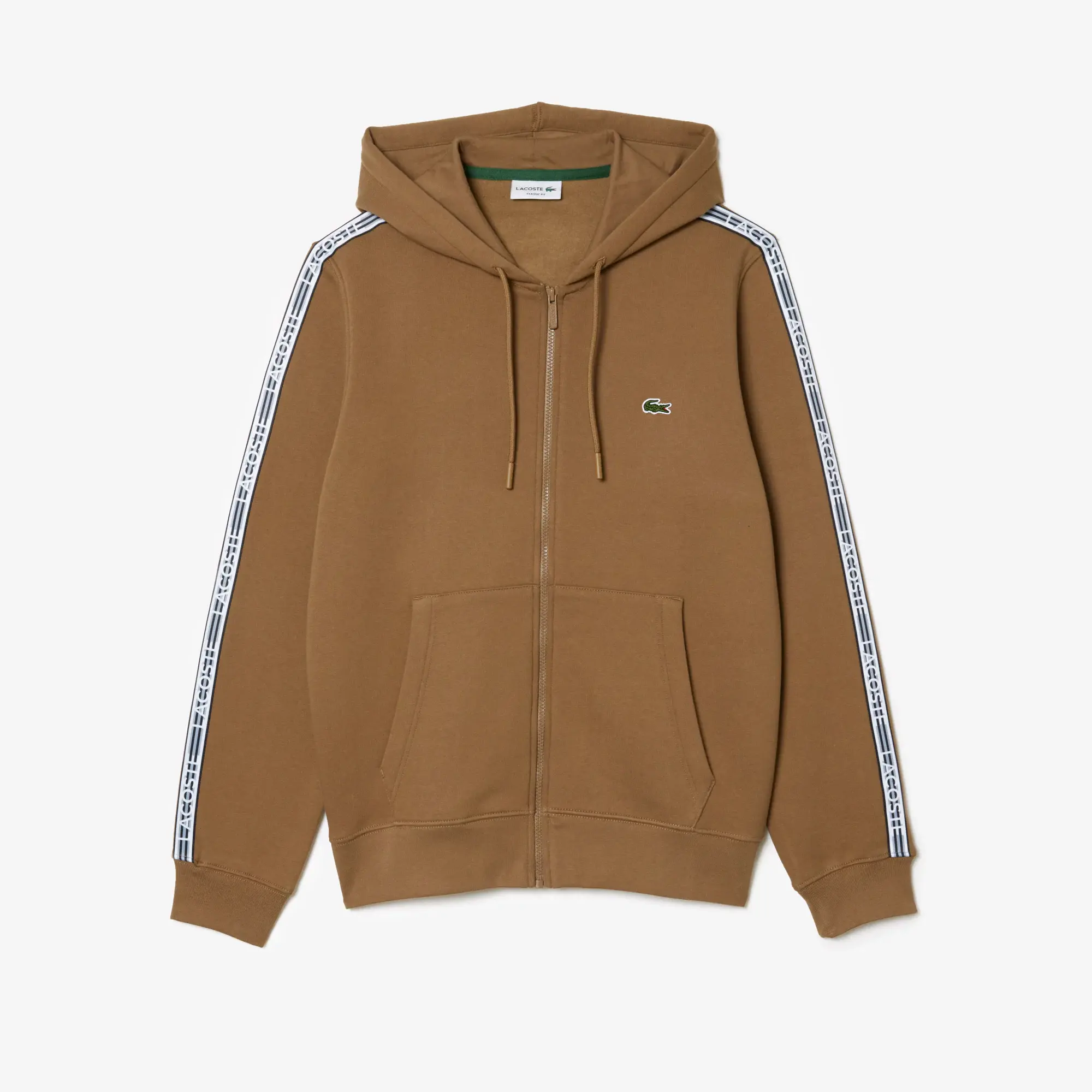 Lacoste Men’s Classic Fit Branded Stripes Zip-Up Hoodie. 1