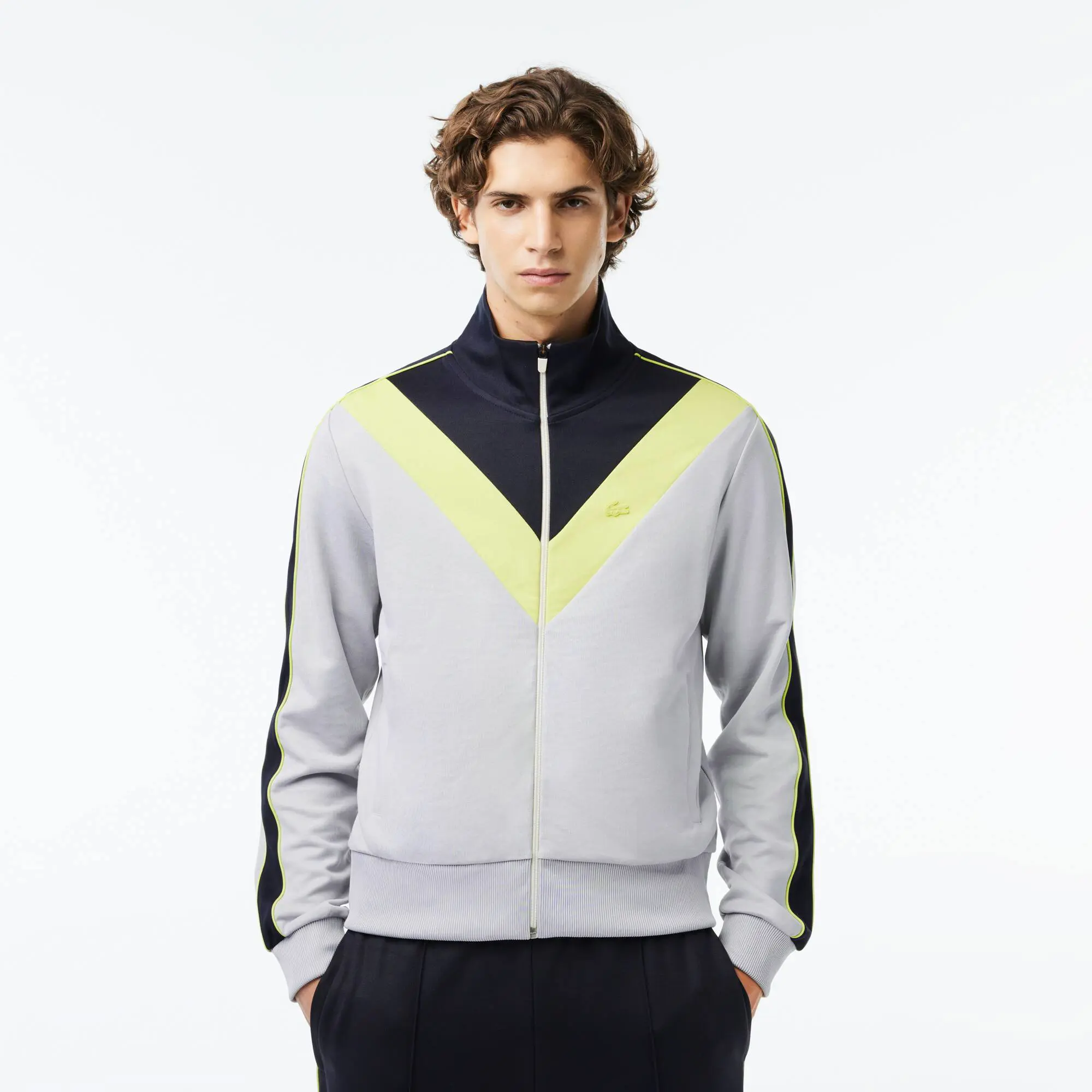 Lacoste Men's Colorblock Ripstop Piqué Zip-Up Sweatshirt. 1