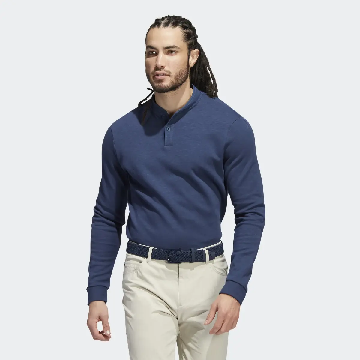 Adidas Go-To Long Sleeve Henley Polo Shirt. 2