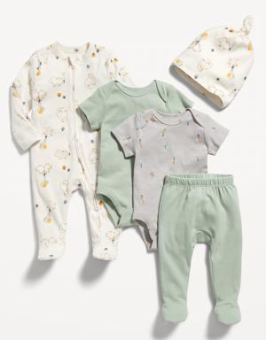 Unisex Soft-Knit 5-Piece Layette Set for Baby multi