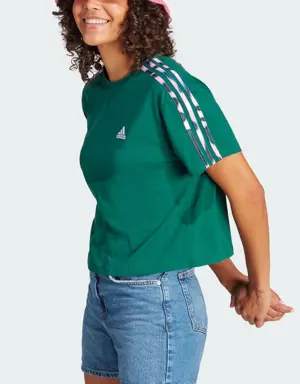 Adidas Vibrant Print 3-Stripes Cotton Crop Tee