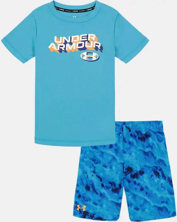 Under Armour Toddler Boys' UA Ridge Dye Short Sleeve Swim Set. 1