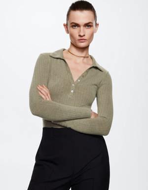 Ribbed polo-style sweater