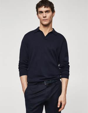 Mango Long-sleeve knitted polo shirt