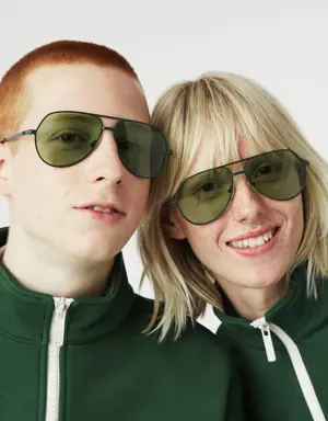 Lacoste Unisex Signature 101 Pilot-Sonnenbrille aus Metall