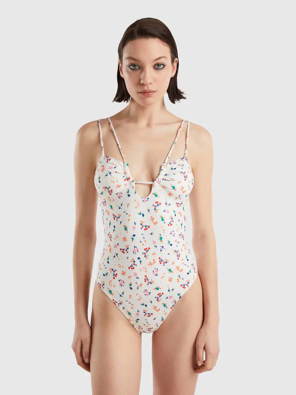 Benetton one-piece swimsuit with floral print. 1