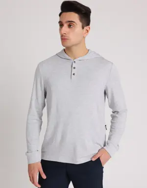 Brushed Long Sleeve Hooded Henley