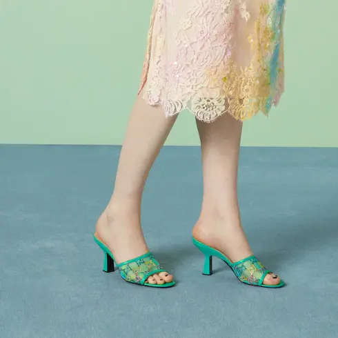 Gucci Women's GG mid-heel slide sandal. 3