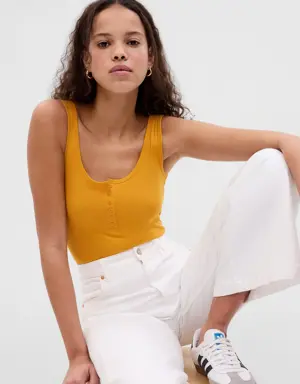 Gap Mini Rib Henley Tank Top yellow