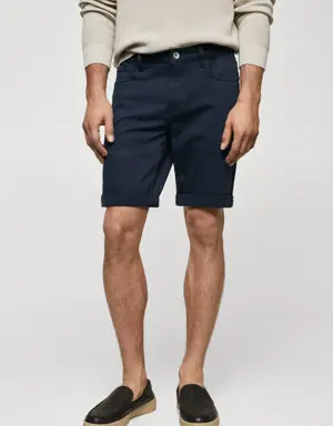 Slim-fit denim bermuda shorts