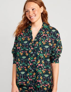 Printed Poplin Pajama Shirt for Women multi