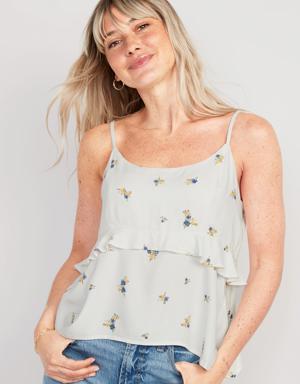 Ruffle-Trim Cami Top for Women white