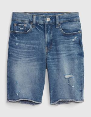 Kids High-Rise Bermuda Shorts with Washwell blue