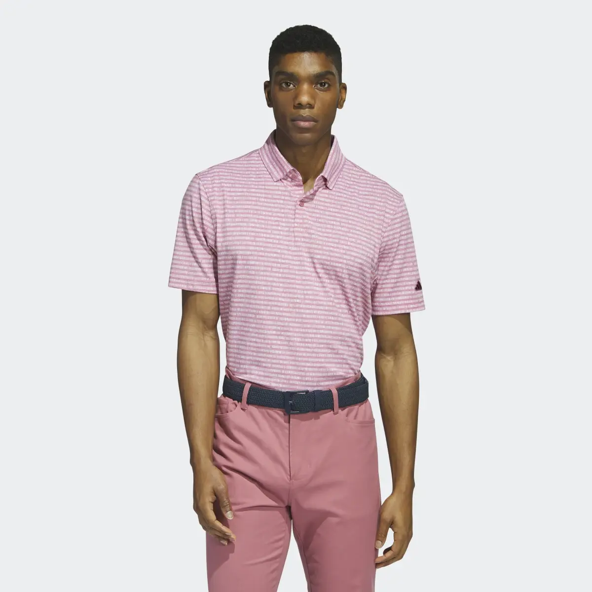 Adidas Go-To Striped Golf Polo Shirt. 2