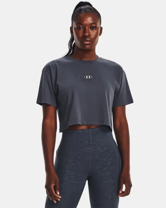Under Armour Women's UA Branded Logo Crop Short Sleeve. 1