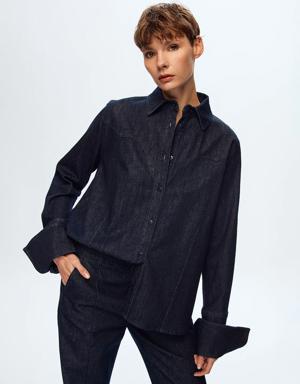 Moda Tutkusu Geniş Manşetli Jean Gömlek