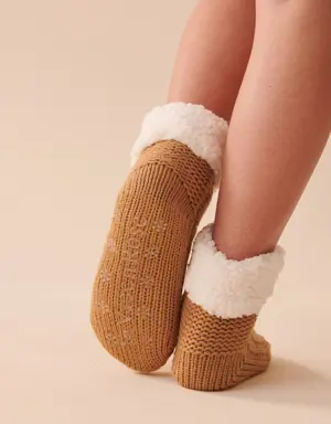 Knit and Sherpa Socks