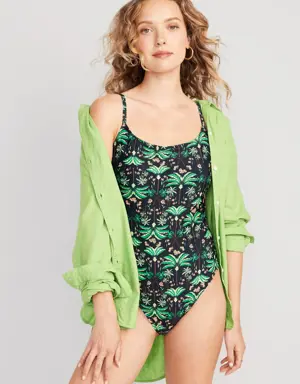 Tie-Back One-Piece Cami Swimsuit for Women green