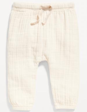 Unisex Double-Weave Cinched-Hem Jogger Sweatpants for Baby beige