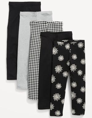 Built-In Tough Jersey-Knit Crop Leggings 5-Pack for Girls black