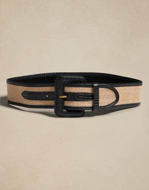Heritage Linen & Leather Belt black