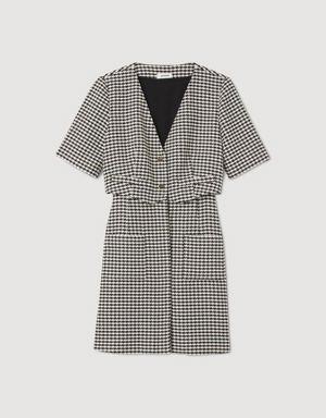 Short houndstooth tweed dress Login to add to Wish list