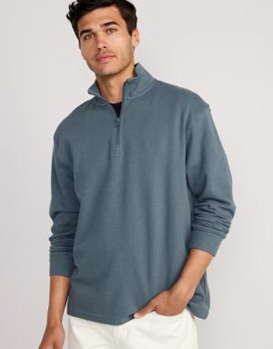 French Rib 1/4-Zip Pullover Sweater for Men blue