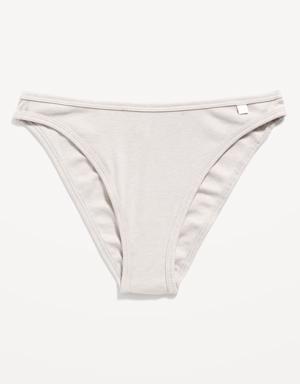 High-Waisted French-Cut Rib-Knit Bikini Underwear gray