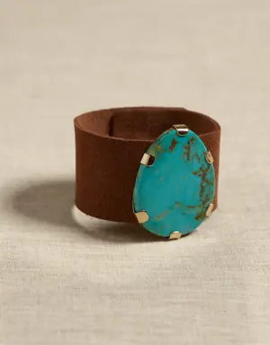 Turquoise & Leather Wrap Bracelet &#124 Aureus + Argent blue