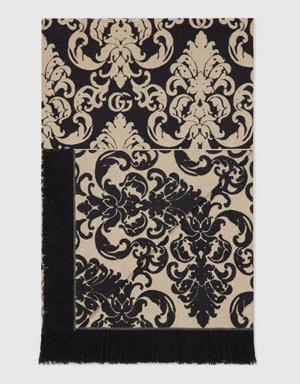 Wool and cashmere damask blanket