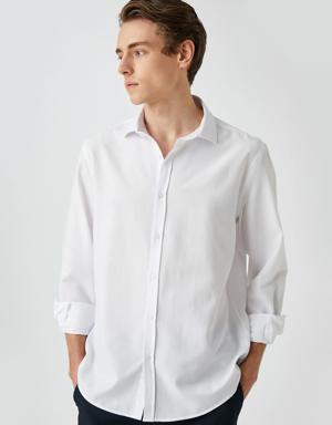 Basic Gömlek Klasik Manşet Yaka Uzun Kollu Dar Kesim