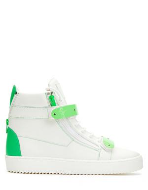 Beyaz Yeşil Erkek Deri Bilekli Sneaker