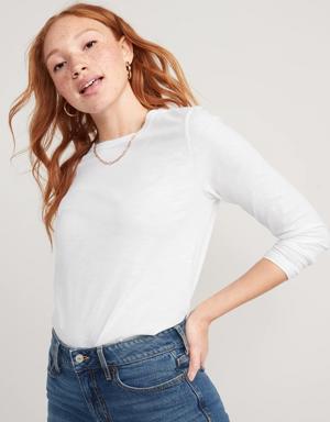 Old Navy EveryWear Slub-Knit Long-Sleeved T-Shirt for Women white