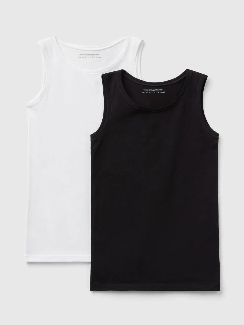 Benetton two tank tops in super stretch organic cotton. 1