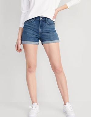 High-Waisted Wow Jean Shorts for Women -- 3-inch inseam blue