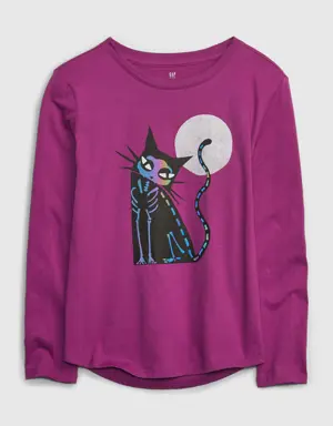 Kids 100% Organic Cotton Interactive Graphic T-Shirt purple