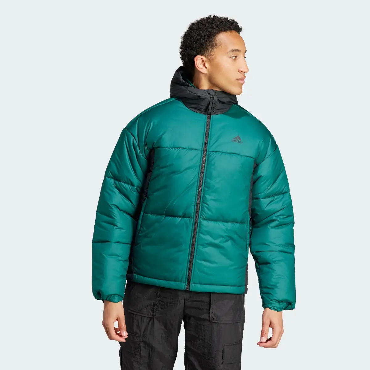 Adidas BSC 3-Stripes Puffy Hooded Jacket. 2