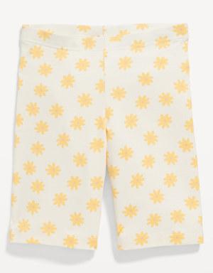 Printed Long Biker Shorts for Girls yellow