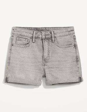 High-Waisted OG Straight Cuffed Gray Jean Shorts for Women -- 3-inch inseam