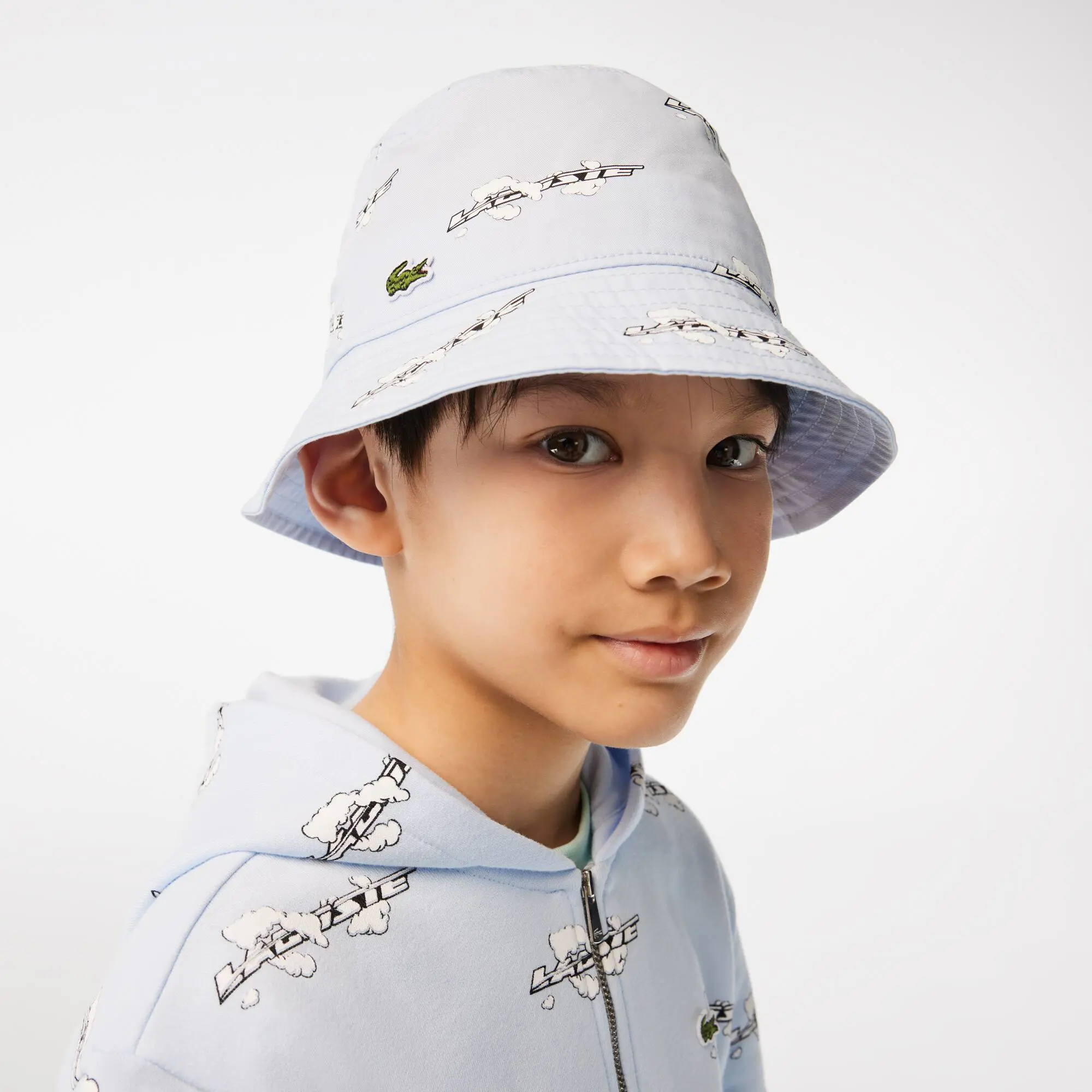 Lacoste Kids’ Contrast Print Organic Cotton Gabardine Bucket Hat. 1